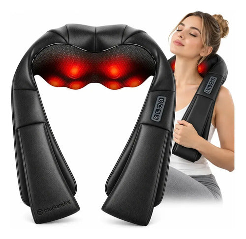 Masajeador Shiatsu Solux Para Cuello Y Espalda Con Calor Infrarrojo Negro