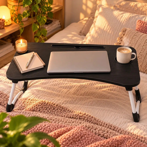 Mesa Plegable Solux para Cama y Notebook con Portavaso