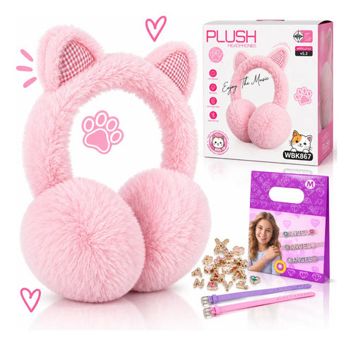 Auriculares Bluetooth Infantil Orejas Gato Niñas Inalambrico Rosa