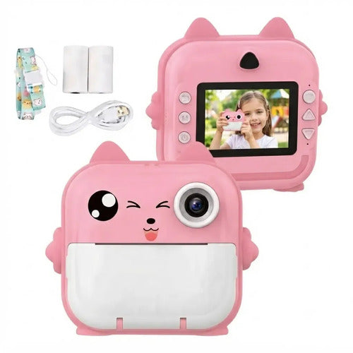 Cámara Instantánea Solux Para Niños Con Impresión, Pantalla Y Juegos Rosa