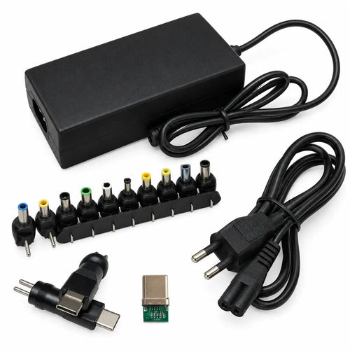 Cargador Universal Solux De 96w Notebook Y Laptop Con 11 Puntas Y Usb-c Negro