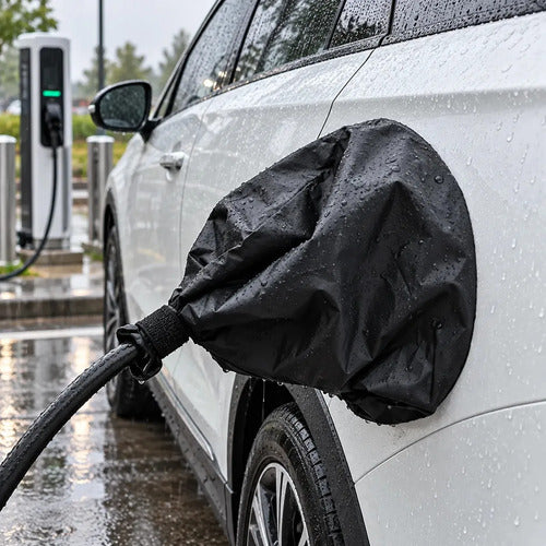 Funda Cobertora Para Cargador De Auto Eléctrico Solux, Magnética E Impermeable Con Protección Uv Negro