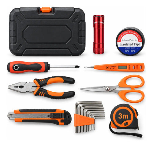 Kit Herramientas 16 Piezas Maletin Destornillador Completo Multimetro Pelacables Martillo Llave Ajustable Soldador Sopor