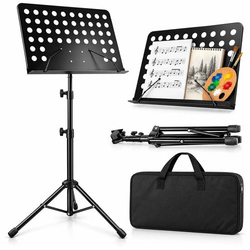 Atril Partituras Soporte Metal Plegable Trípode Ajustable Violín Piano Guitarra Música Músico Altura Ángulo Regulable Ba