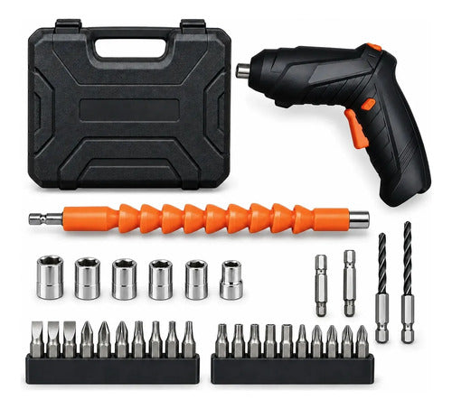 Taladro Destornillador Recargable Con Maletin Puntas Dados Transportable Organizador Compacto Liviano Portatil Resistent