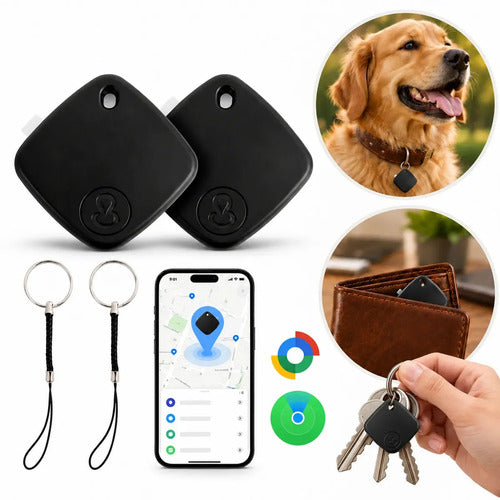 Localizador Bluetooth Rastreador Solux Para iPhone Y Android Pack De 2 Unidades Negro