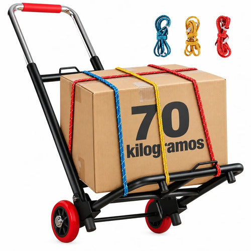 Carrito De Carga Plegable Solux Con Mango Extensible Para Mudanza Y Compras Negro