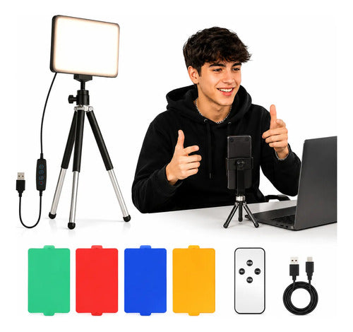 Panel Luz Led Para Fotografía Videos Selfies Filtros Colores Negro