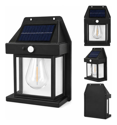 Farol Solar Led Exterior Con Sensor De Movimiento Jardin Negro