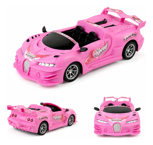 Juguete Auto Control Remoto Rosa Deportivo Para Niñas Luces Rosa