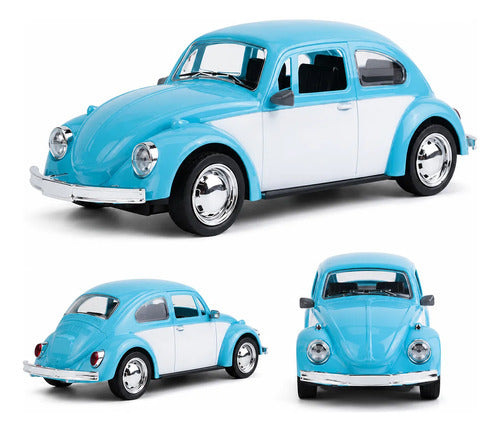 Auto A Control Remoto Estilo Fusca Escarabajo Con Luces Celeste Fusca