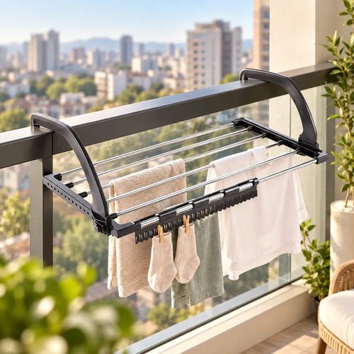 Tendedero Ropa Balcón Ventana Plegable Tender Colgador Secarropas Portátil Multiuso Liviano Baranda Exterior Interior Ap