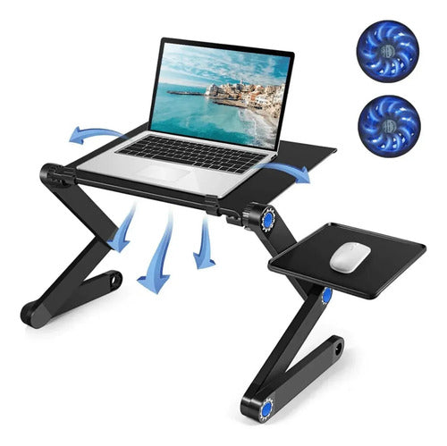 Soporte Notebook Laptop Elevador Mesa Ventiladores Mouse Pad Aluminio Ajustable Flexible Portátil Stand Cama Sillón Escr