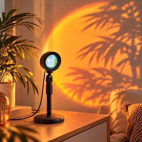 Lámpara Proyector Solux Sunset Con Efecto Atardecer Usb Y Cuello Telescópico Negro