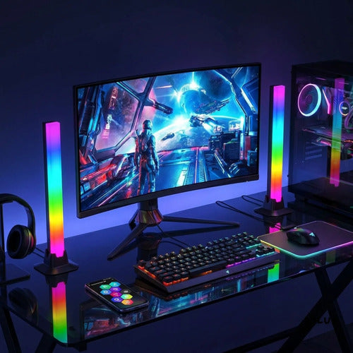 Barra Led Rgb Luces Gamer Pc Tv Musica Control Remoto Cuarto Bluetooth App Sensor De Sonido Colores Consola Playstation 
