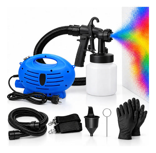 Pistola Para Pintar Electrica Pulverizador 650w Con Guantes Spray Rociado Aplicacion Superficie Estuco Vidrio Mobiliario