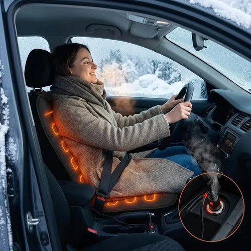 Cubre Asiento Calefaccionado Auto Universal Temperatura Ajustable Camioneta Funda Térmica Calefactor Eléctrico Invierno 