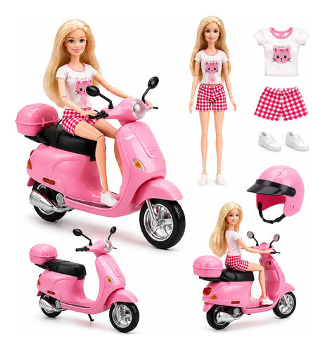 Juguete Moto Muñeca Casco Niñas 3 Años Regalo Soñado Rosa