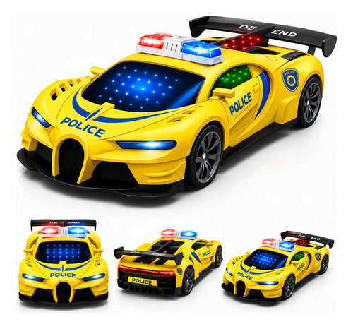 Auto Control Remoto Policia Recargable Luces 360 Para Niños Amarillo Dia Del Niño Regalo Niños Niñas Cumpleaños