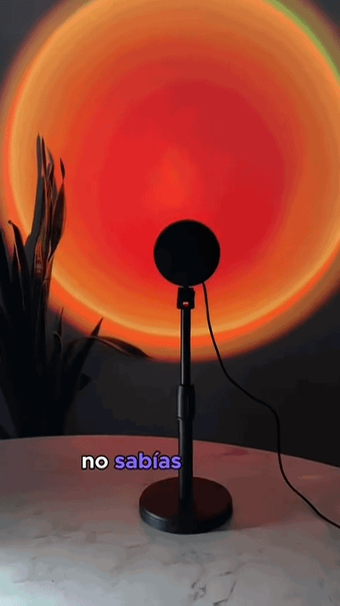 Lámpara Proyector Solux Sunset Con Efecto Atardecer Usb Y Cuello Telescópico Negro